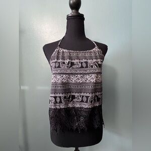 Cropped patterned tank with elephants​​​